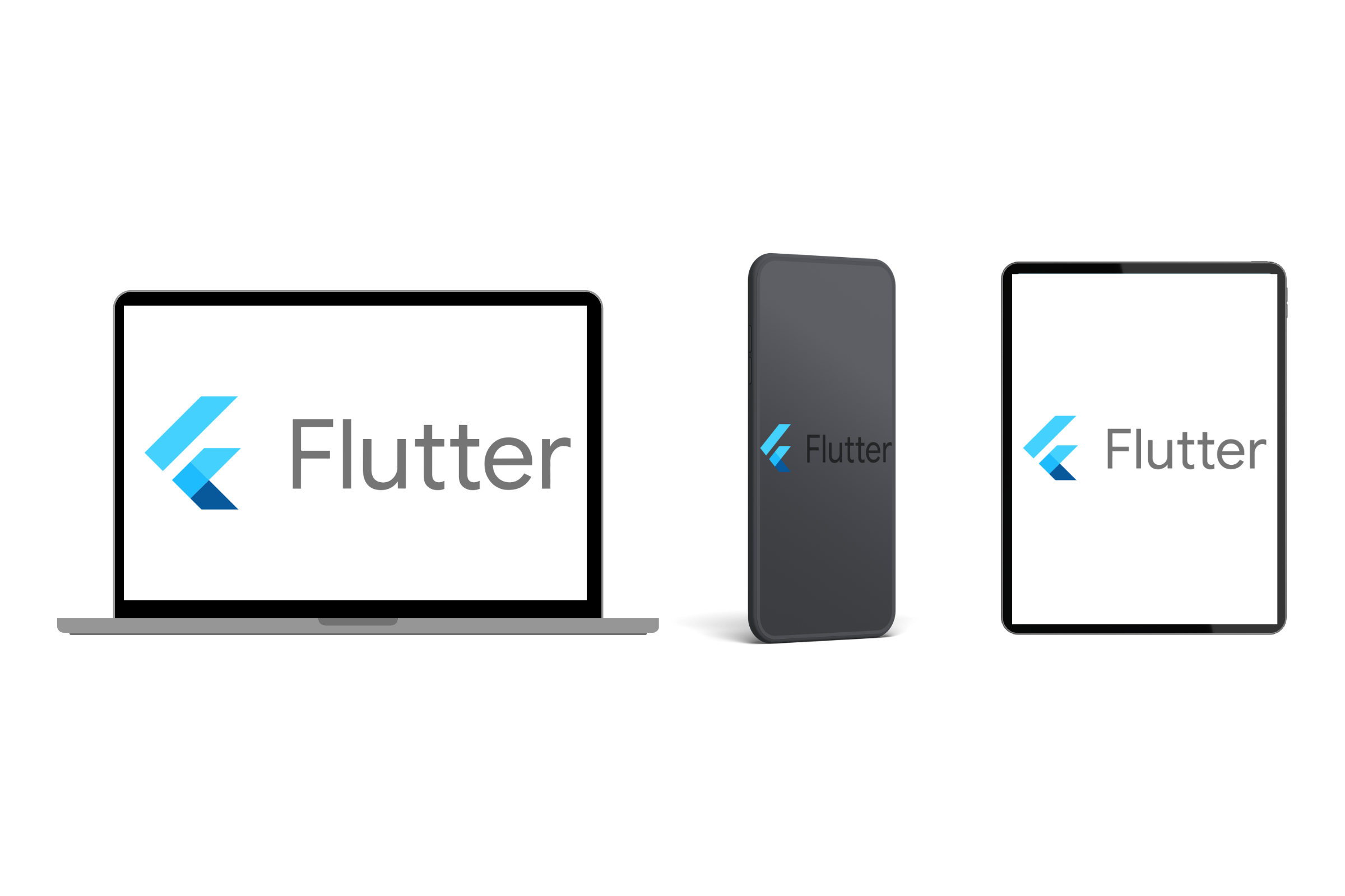 Illustration von Flutter-Apps, die auf unterschiedlichen Geräten zum Einsatz kommen können.